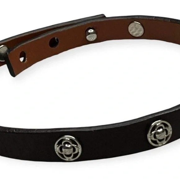 Stella & Dot Clover Double Wrap Leather Bracelet/Choker - Picture 1 of 4